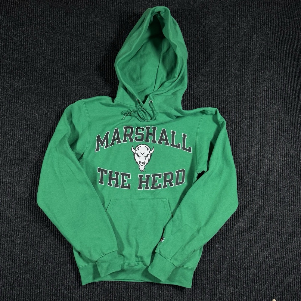 Y2K Marshall Thundering Herd Hoodie Men's XS Green Champion